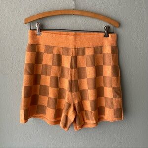 Ugg | Orange & Brown Checkered High-Waisted Maliah Shorts